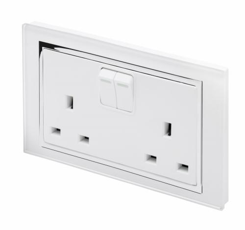 Retrotouch Crystal 13A Double Plug Socket with Switch (White CT)